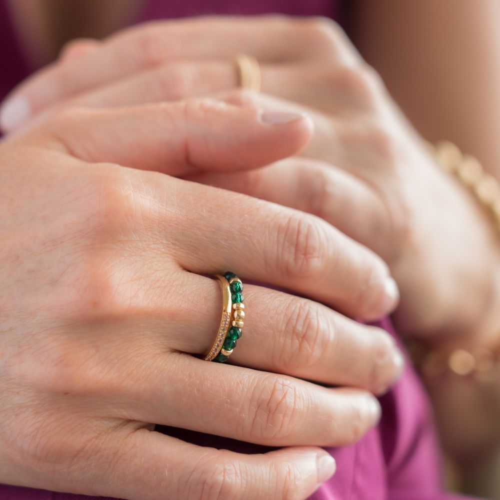 Be Joyful Gold Elastic Ring - Vibrant Diwali