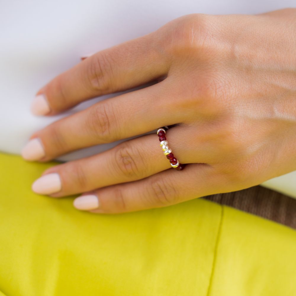 Be Joyful Silver Elastic Ring - Vibrant Diwali