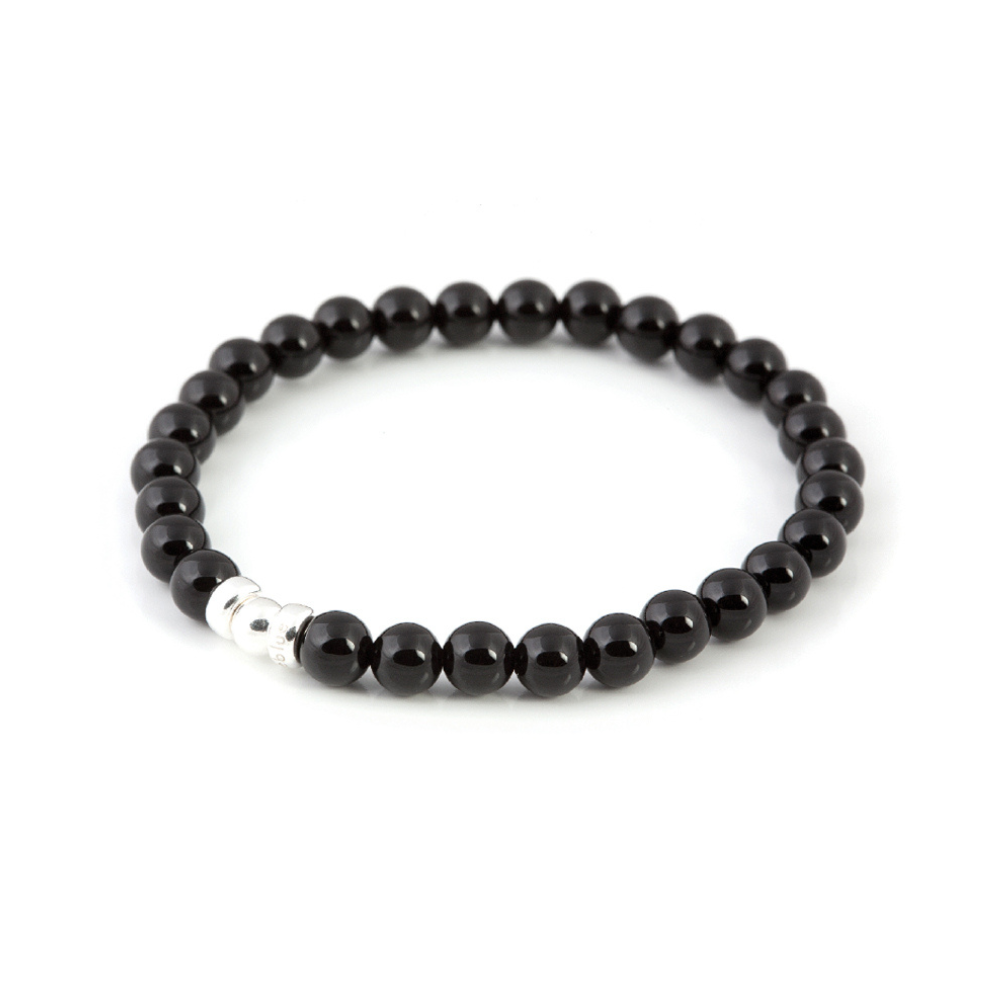 black onyx sterling silver women's beaded bracelet handcrafted in canada