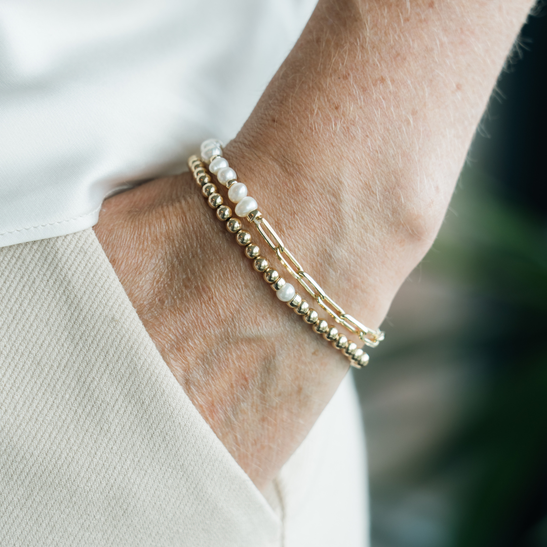 be effortless women&#39;s bracelet freshwater pearls sterling silver 14kt gold vermeil handcrafted in canada  